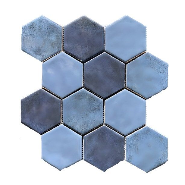 hexagonale mosaic ocean blue 28x30 cm 9646 2 1 Terre d'Azur Hexagonale Mosaic Ocean Blue 28x30 cm