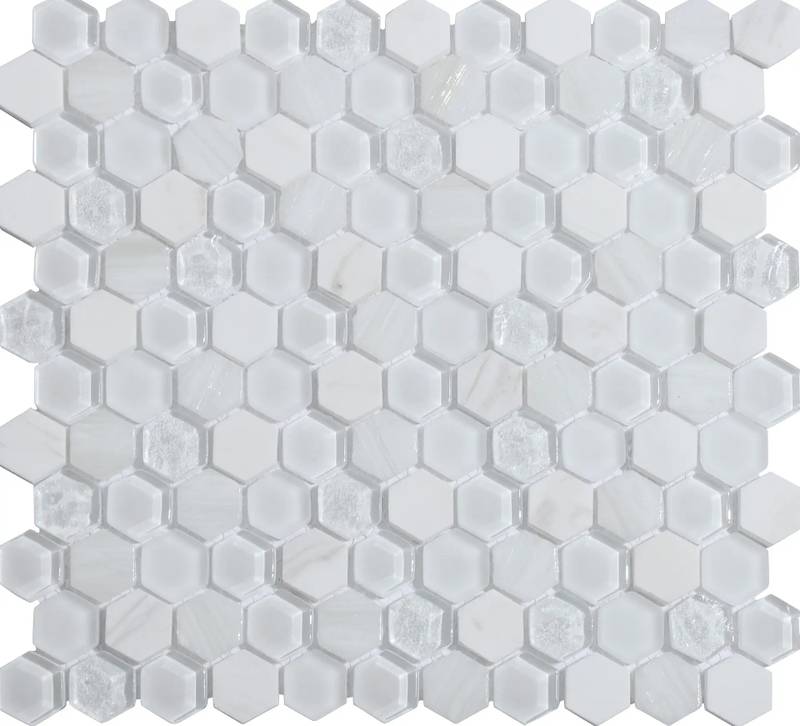 237b2d0f ea3a 467e afca 3c72c9f18b47 Mozaïek tegels Levend Wit 30x30 - Hexagon Wandtegels Glas