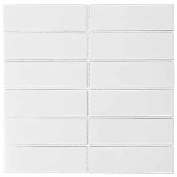 the mosaic factory barcelona mosaic tile 4.5x14.5x0.6cm for wall and floor for indoors and outdoors square ceramic gloss white sw523992 2