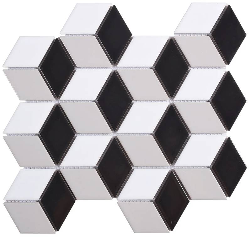 abb439bb 0a71 4619 a22d 0880ea4de882 Carrelage mosaïque Cube Gris 26,74x30,9 - Diamond Mur et sol Grès cérame émaillé