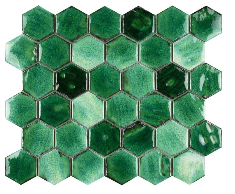 c8155553 3326 4189 84c9 b8f649fa09f7 Mosaic tiles Mykonos emerald 31.2x27 - Hexagon Wall Tiles Glazed Porcelain Stoneware